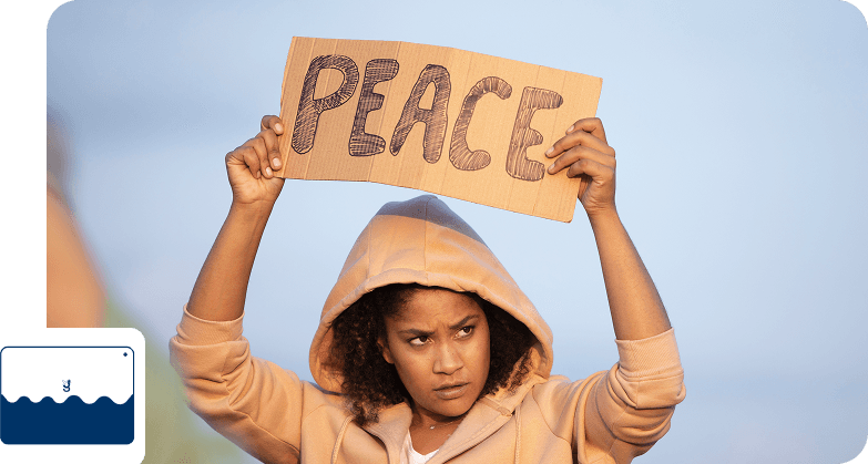 Peace sign representing unity and change